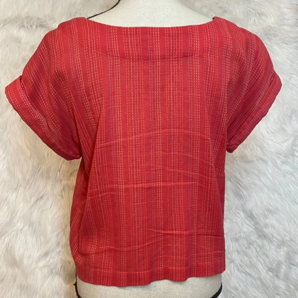 Anthropologie Mo:Vint Dani Shirt Front-Tie Button Up Blouse Small - Picture 4 of 12